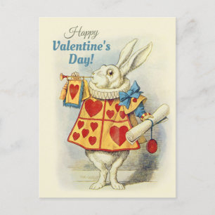Weißes Kaninchen als Herold des Valentinstags CC06 Feiertagspostkarte