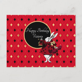 Weißes Kaninchen am Roten Geburtstag Postkarte
