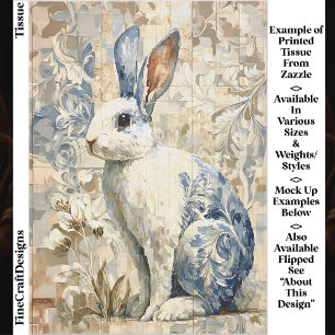 Weißes Kaninchen, blaues Muster EC4L Decoupage Seidenpapier