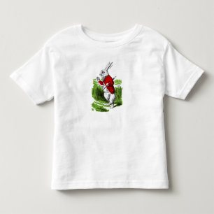 Weißes Kaninchen, das die Uhr ansieht. Abbildung Kleinkind T-shirt