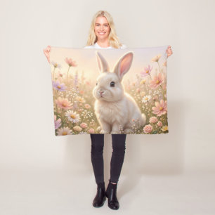 Weißes Kaninchen Fleecedecke