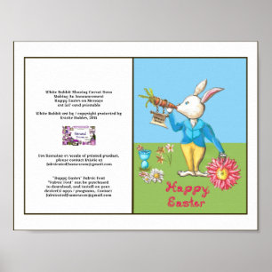 Weißes Kaninchen Happy Osterpink Stoffbezug Schrif Poster