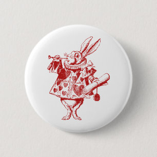 Weißes Kaninchen Herald Inked Red Button