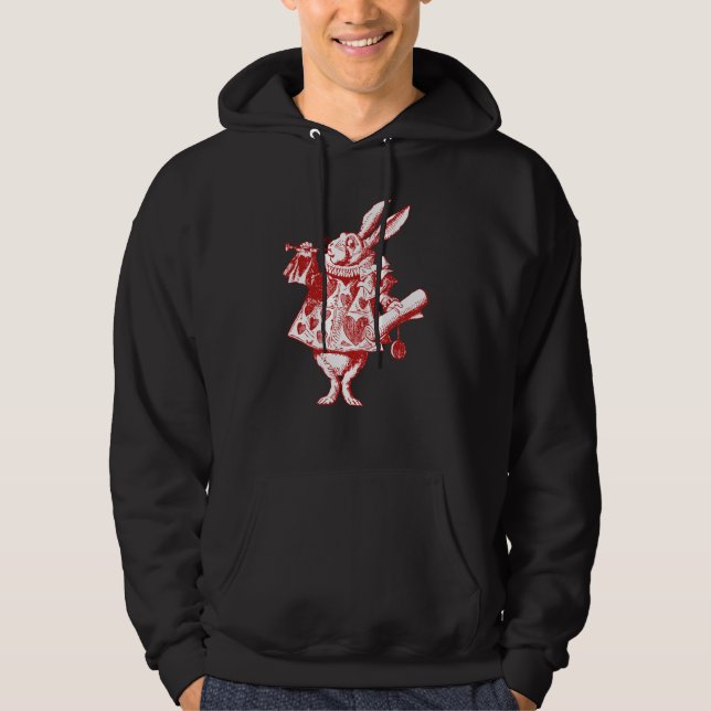Weißes Kaninchen Herald Inked Red Hoodie (Vorderseite)