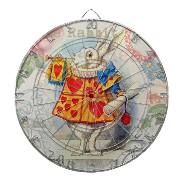 Weißes Kaninchen Herz Alice Classic Dartscheibe (vorne)