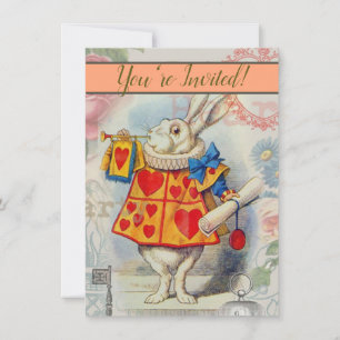 Weißes Kaninchen Herz Alice Classic Einladung