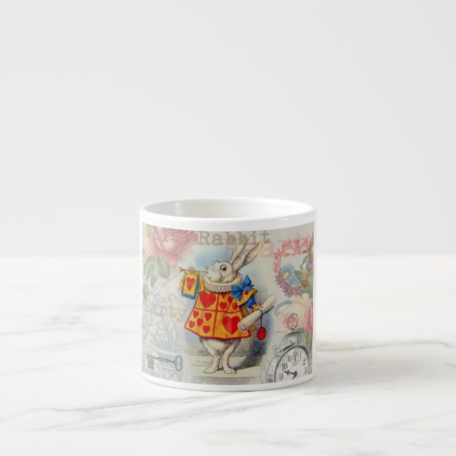 Weißes Kaninchen Herz Alice Classic Espressotasse (Vorderseite)