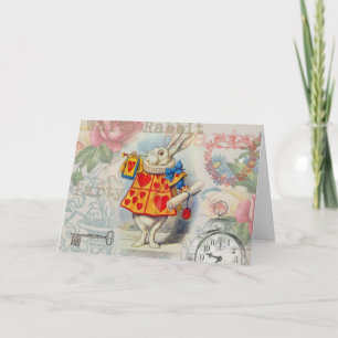 Weißes Kaninchen Herz Alice Classic Karte