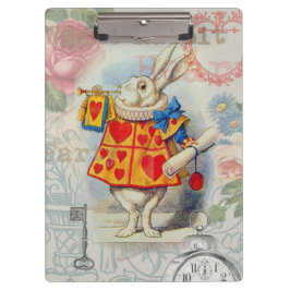 Weißes Kaninchen Herz Alice Classic Klemmbrett