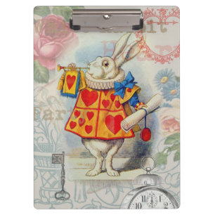 Weißes Kaninchen Herz Alice Classic Klemmbrett
