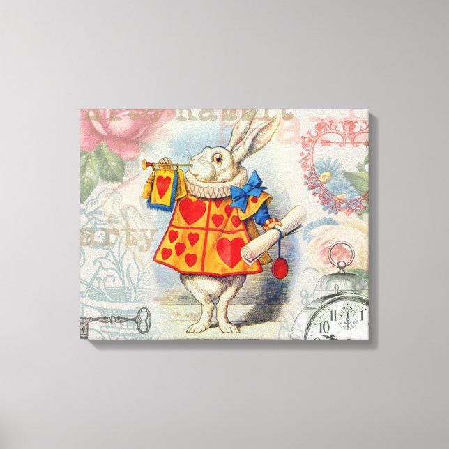 Weißes Kaninchen Herz Alice Classic Leinwanddruck (Vorderseite)