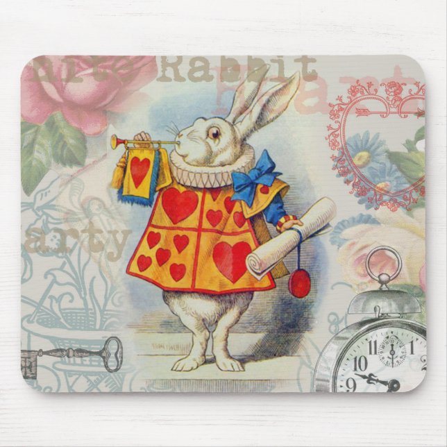 Weißes Kaninchen Herz Alice Classic Mousepad (Vorne)