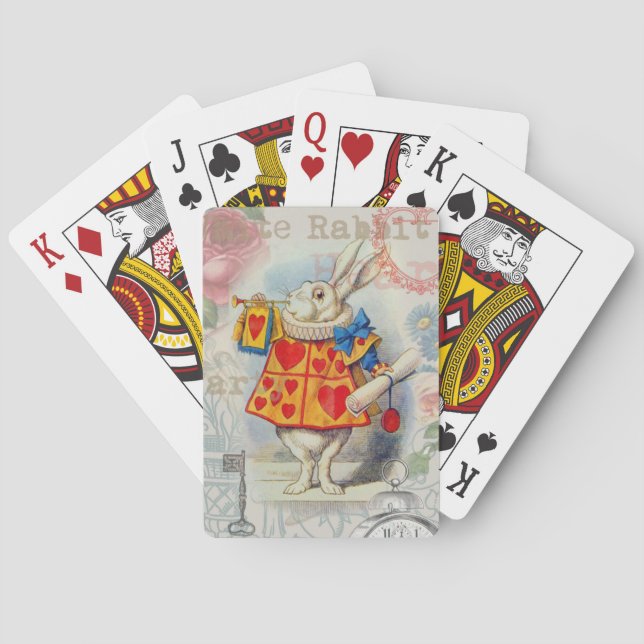 Weißes Kaninchen Herz Alice Classic Spielkarten (Rückseite)