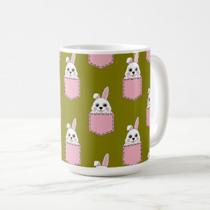 Weißes Kaninchen im rosa Taschenmuster Kaffeetasse
