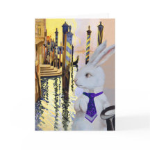 Weißes Kaninchen in Venedig, Italien - Anthropomor