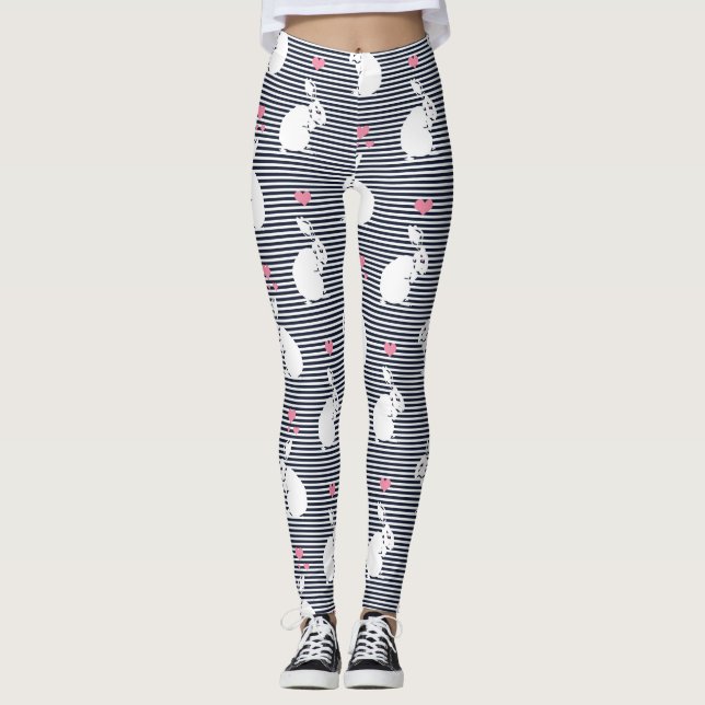 Weißes Kaninchen Leggings (Vorderseite)