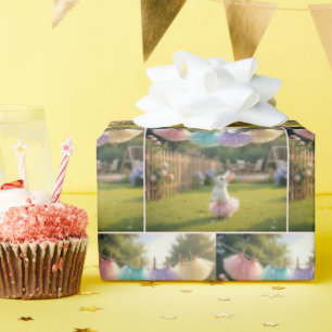 Weißes Kaninchen mit rosa Tutu Geschenkpapier