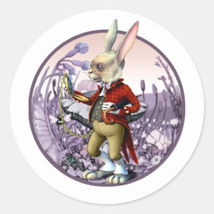 Weißes Kaninchen Osterzeit der Alice im Wunderla Runder Aufkleber
