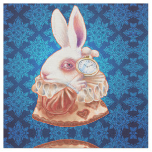 Weißes Kaninchen-Popsurrealism-Illustrationsgeweb Stoff