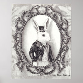 Weißes Kaninchen Poster Weißes Kaninchen Kunstwund