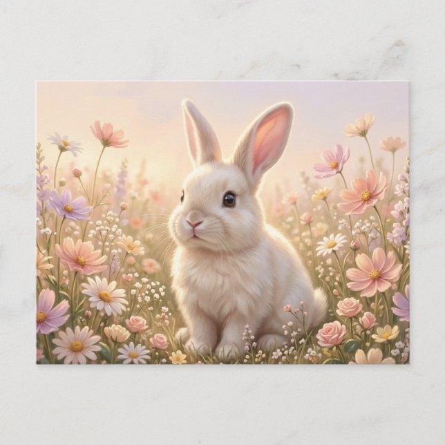 Weißes Kaninchen Postkarte (Vorderseite)