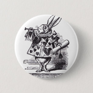Weißes Kaninchen-Trompete Button