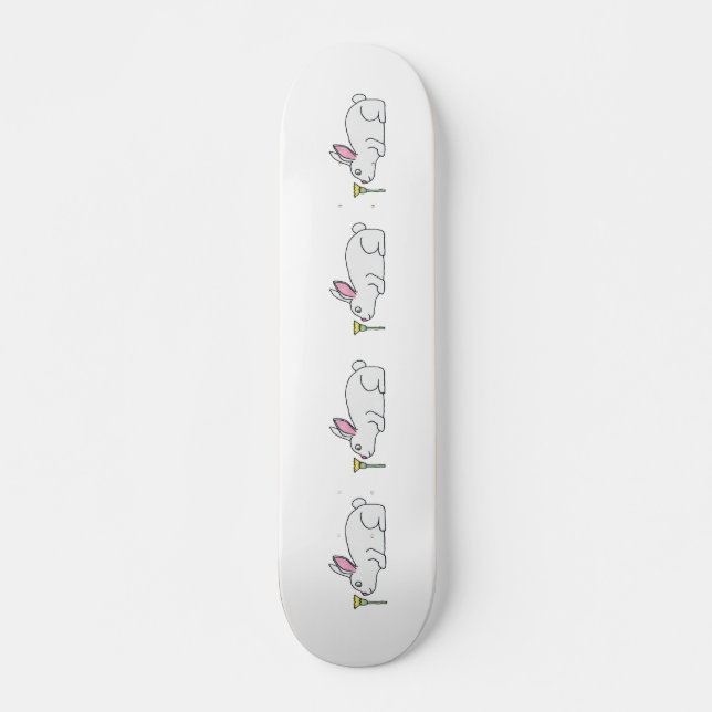 Weißes Kaninchen und Blume. Skateboard (Vorne)
