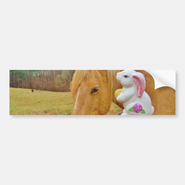 Weißes Kaninchen und blutgelbes Pferd Autoaufkleber (Vorne)