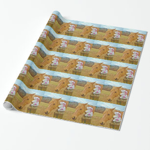 Weißes Kaninchen und blutgelbes Pferd Geschenkpapier
