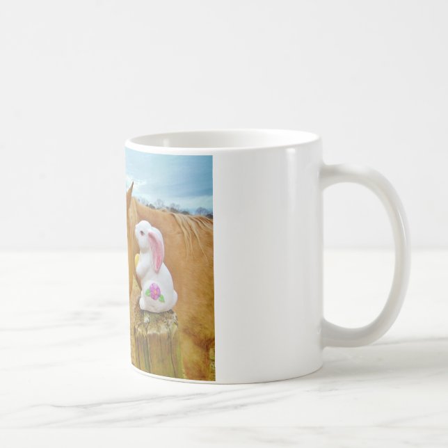 Weißes Kaninchen und blutgelbes Pferd Kaffeetasse (Rechts)