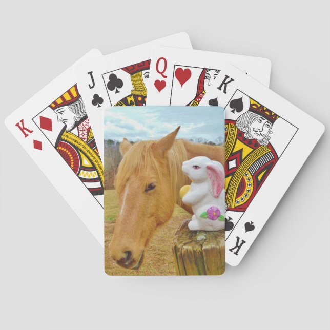 Weißes Kaninchen und blutgelbes Pferd Spielkarten (Rückseite)