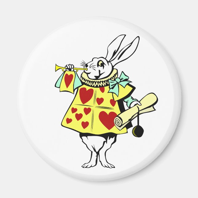 Weißes Kaninchen vom Alice im Wunderland Button Magnet (Vorne)