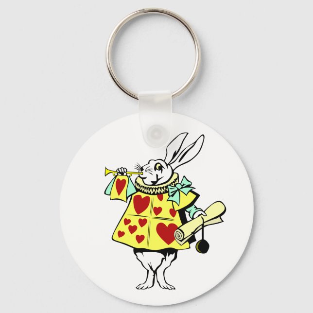 Weißes Kaninchen vom Alice im Wunderland Button Schlüsselanhänger (Vorderseite)