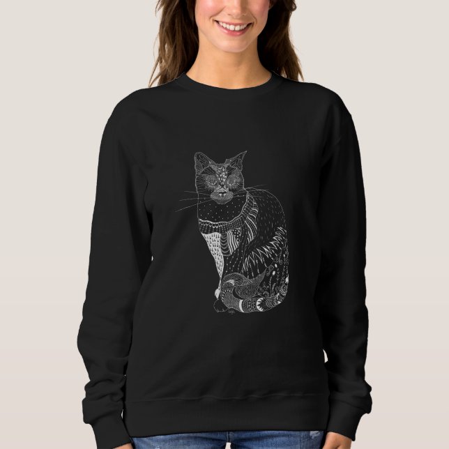 Weißes Katzen-Sweatshirt Sweatshirt (Vorderseite)