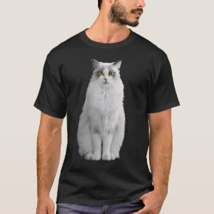 Weißes Katzenporträt gelbe Augen T-Shirt