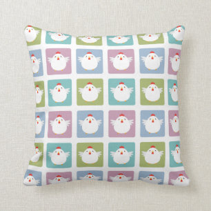 Weißes Kawaii Huhn-Quadrat-Muster Kissen