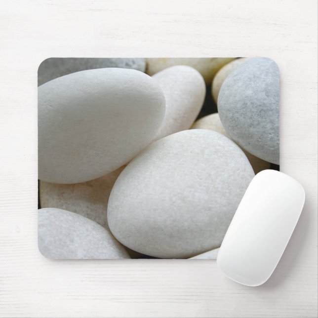 Weißes Kiesel-Stein-Felsen-Natur-Foto Mousepad (Mit Mouse)