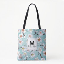 Weißes Kirschblossom farbenfrohe Monogramm