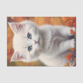 Weißes Kitten Herbstportrait Seidenpapier