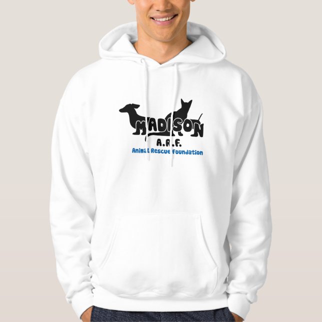 weißes Konturlogo Hoodie (Vorderseite)