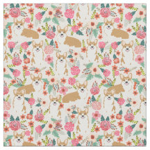 weißes Korgi-Stoffprint Blumendesign