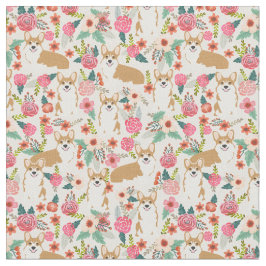 weißes Korgi-Stoffprint Blumendesign Stoff