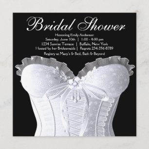 Weißes Korsett Schwarz-weiße Bridal Shower Einladung