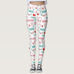 Weißes Krankenschwester-Leben nahtloses Muster (1) Leggings