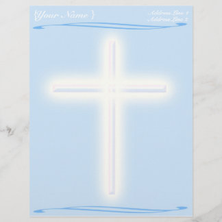 Weißes Kreuz auf blauem Briefkopf