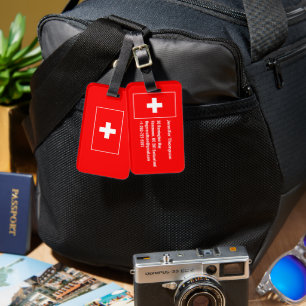 Weisses Kreuz auf rotem Hintergrund Schweiz-Flagge Gepäckanhänger