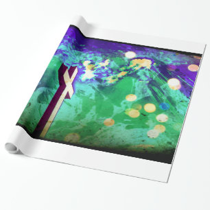 Weißes Kreuz-Lila-Erde-Sparkle-Papier Geschenkpapier