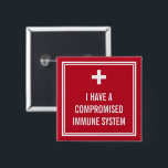 Weißes Kreuz-Rotes komprimiertes Immunsystem Button<br><div class="desc">Ein Knopf für das immunokompromittierte in rot mit einem weißen Kreuz.</div>