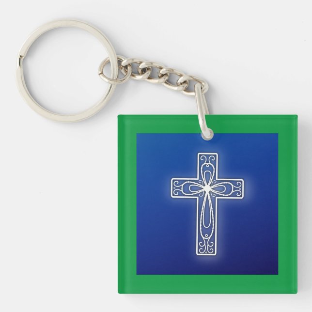 Weißes Kreuz Schlüsselanhänger (Vorderseite)