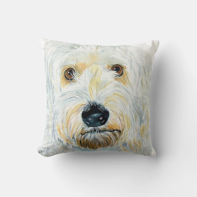 Weißes Labradoodle Kissen (Vorderseite)